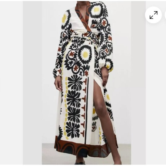 ZARA - Printed Wrap Dress - M - Picture 2 of 11